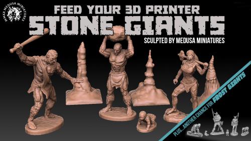 3d printable STONE GIANTS - sculpted by Medusa Minis 7 days!