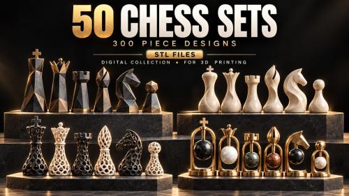Modern Chess Collection — 50 Unique Sets for 3D Printing