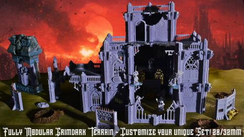 Fully Modular Grimdark Terrain - 3D Printable Set ~160 STL s