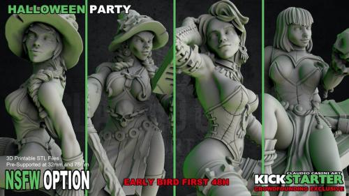 Halloween Party - Witches Pin-UP STL for 3D print (NSFW)