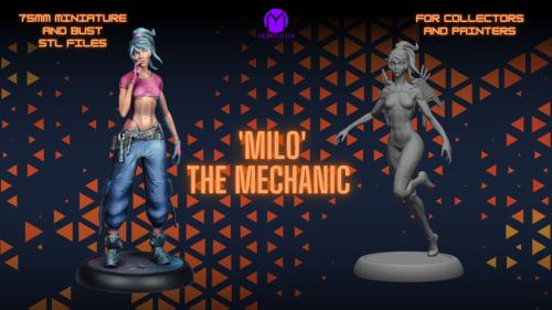 Milo - The Mechanic - Cyberpunk 75mm Miniature