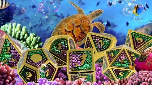 Dreamy Mermaid Tail Metal Dice with Glimmering Scales