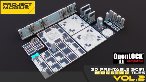 3D Printable SciFi OpenLOCK Compatible Tiles for Gaming Vol2