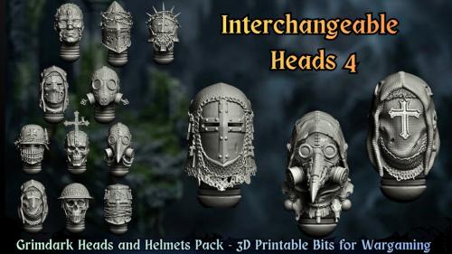 Trench Grimdark Heads 2 32mm Conversion Bits for Wargames #4