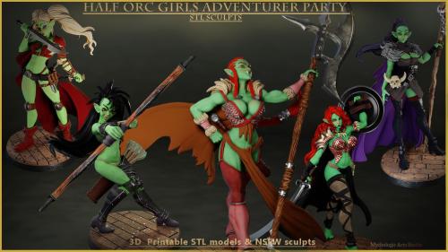 Half Orc Girls Adventurer Party
