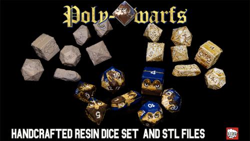 Poly-Dwarfs, Handcrafted STL & resin dice set from Riot Dice